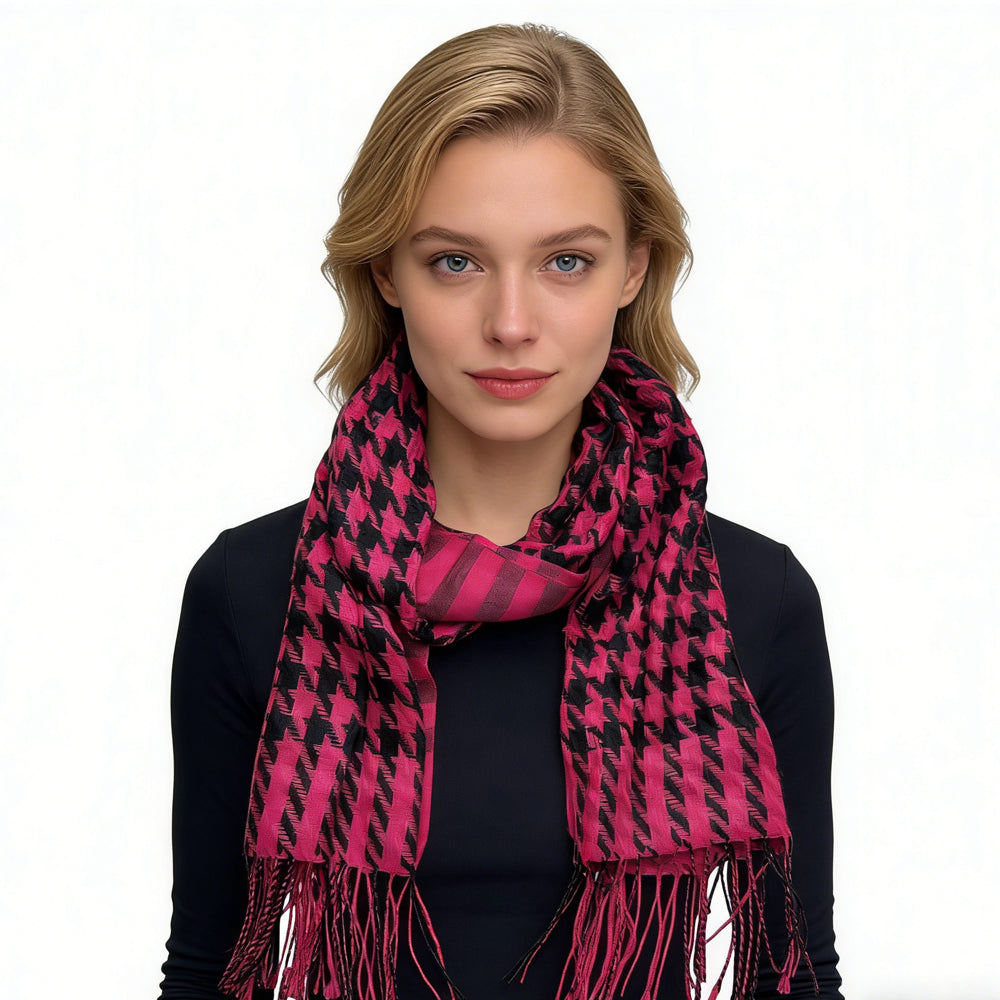 2pcs Textured Plush Jacquard Weave Traps Warmth Scarf ,Luxe Look For Evening Wear,Scarf,vacation,daily Life,evening Party,Office Appropriate Subtlety For Women Men