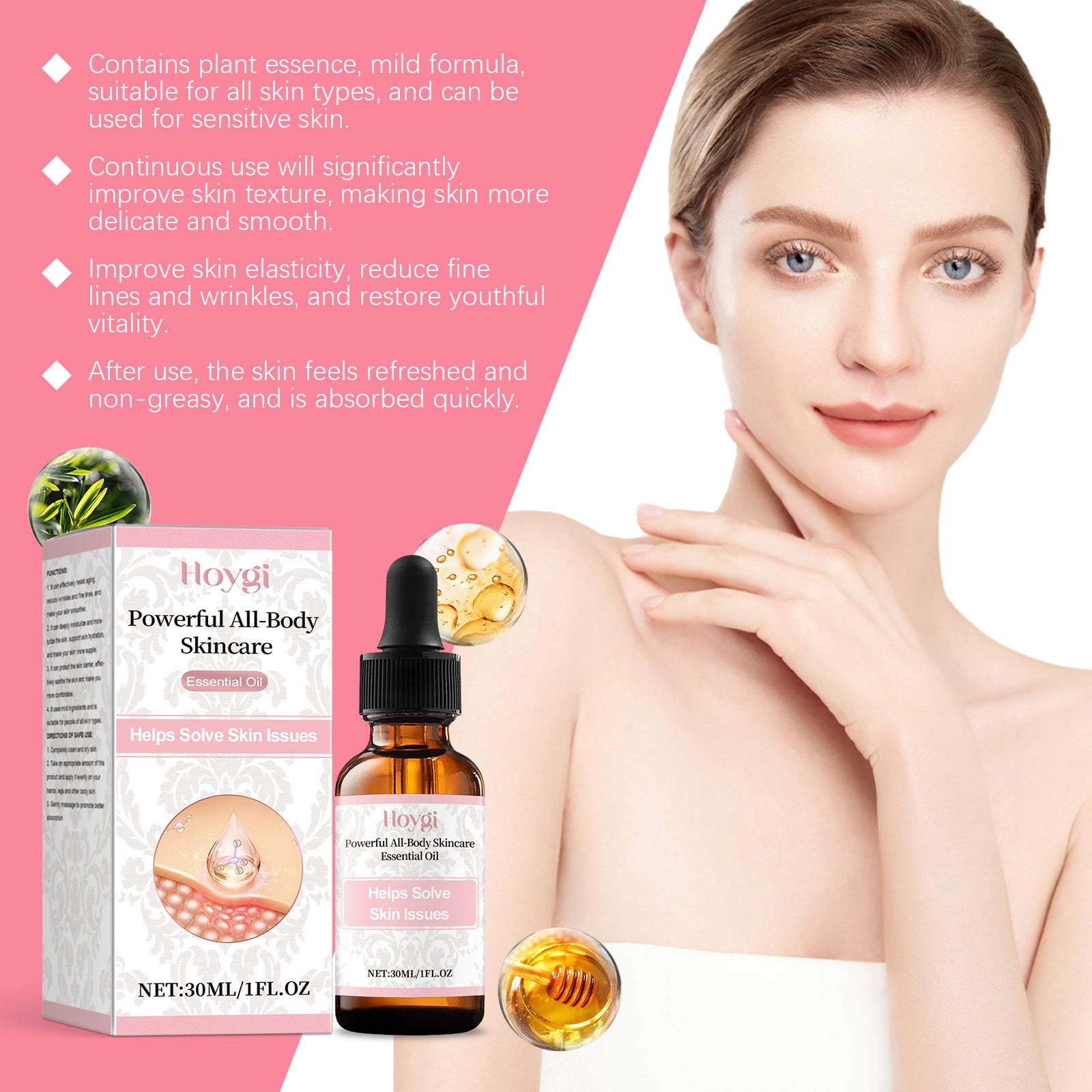 Hoygi Full Body Skin Care Essential Oil, Hydrating Tender Delicate And Smooth Moisturizing Full Body Skin Moisturizing And Hydrating Oil
