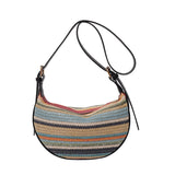 Fashion Rainbow Straw Tote Women's Casual Shoulder Messenger Bag