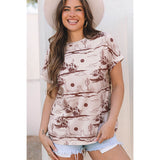 European And American Leisure All-matching Printed Loose T-shirt