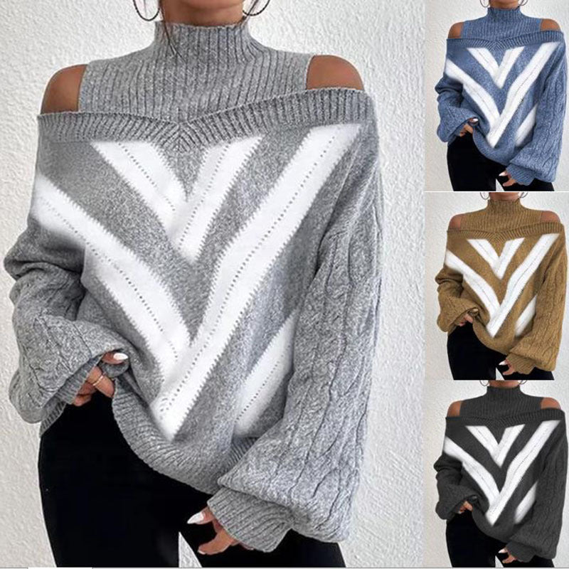 Sweater Shoulder Drop Design Women's Lantern Sleeves