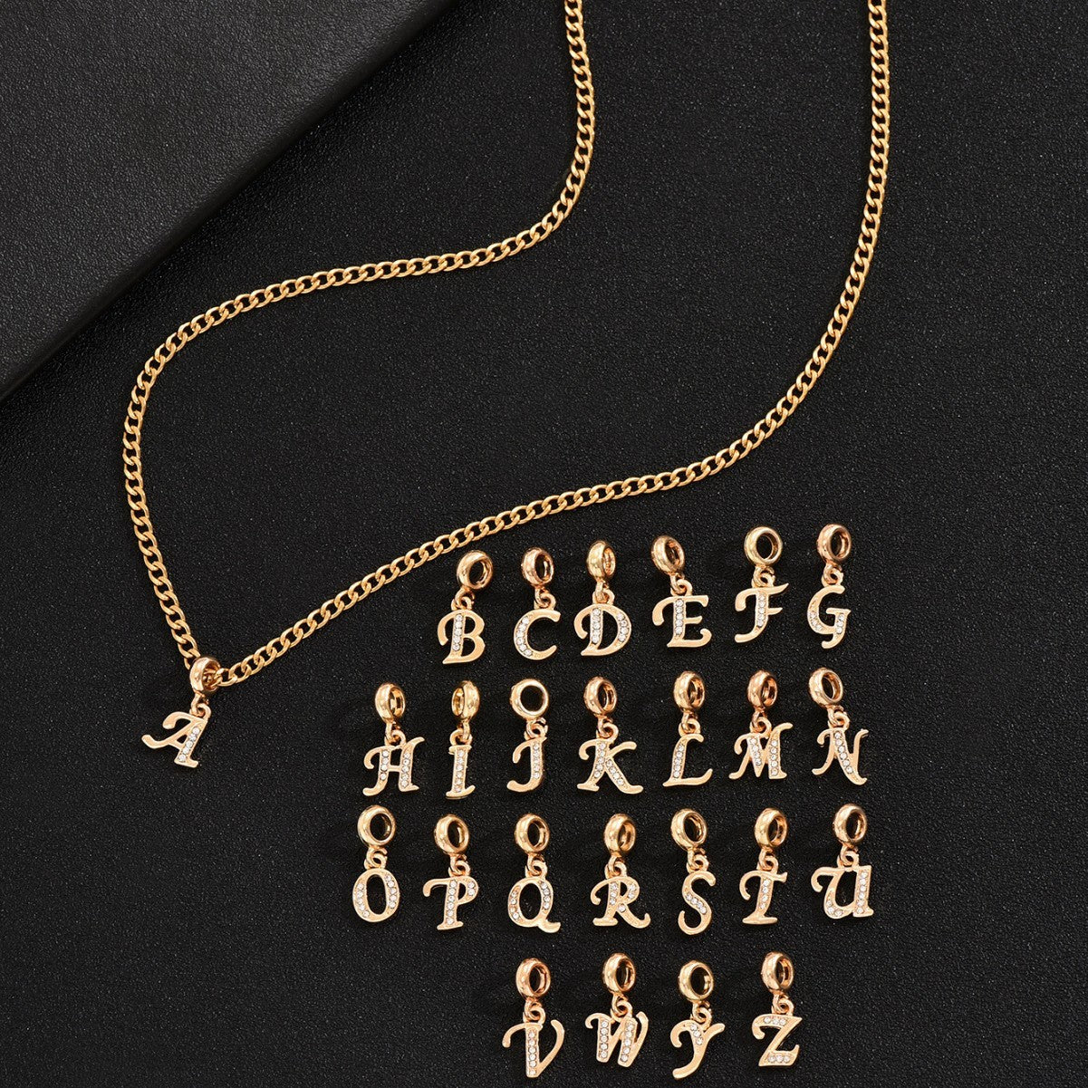 Affordable Luxury Fashion 26 Letters Diamond Pendant Necklace Men