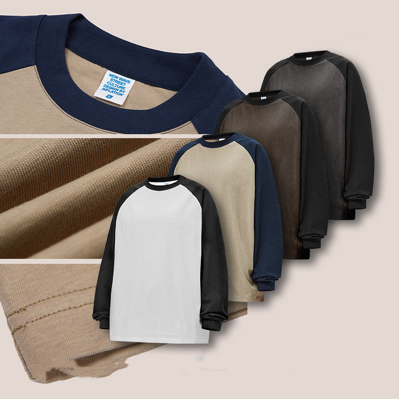 Heavy Contrast Color Raglan Sleeve Long Sleeve