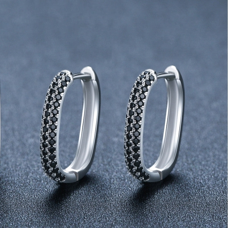 French-style Black Zircon Earrings