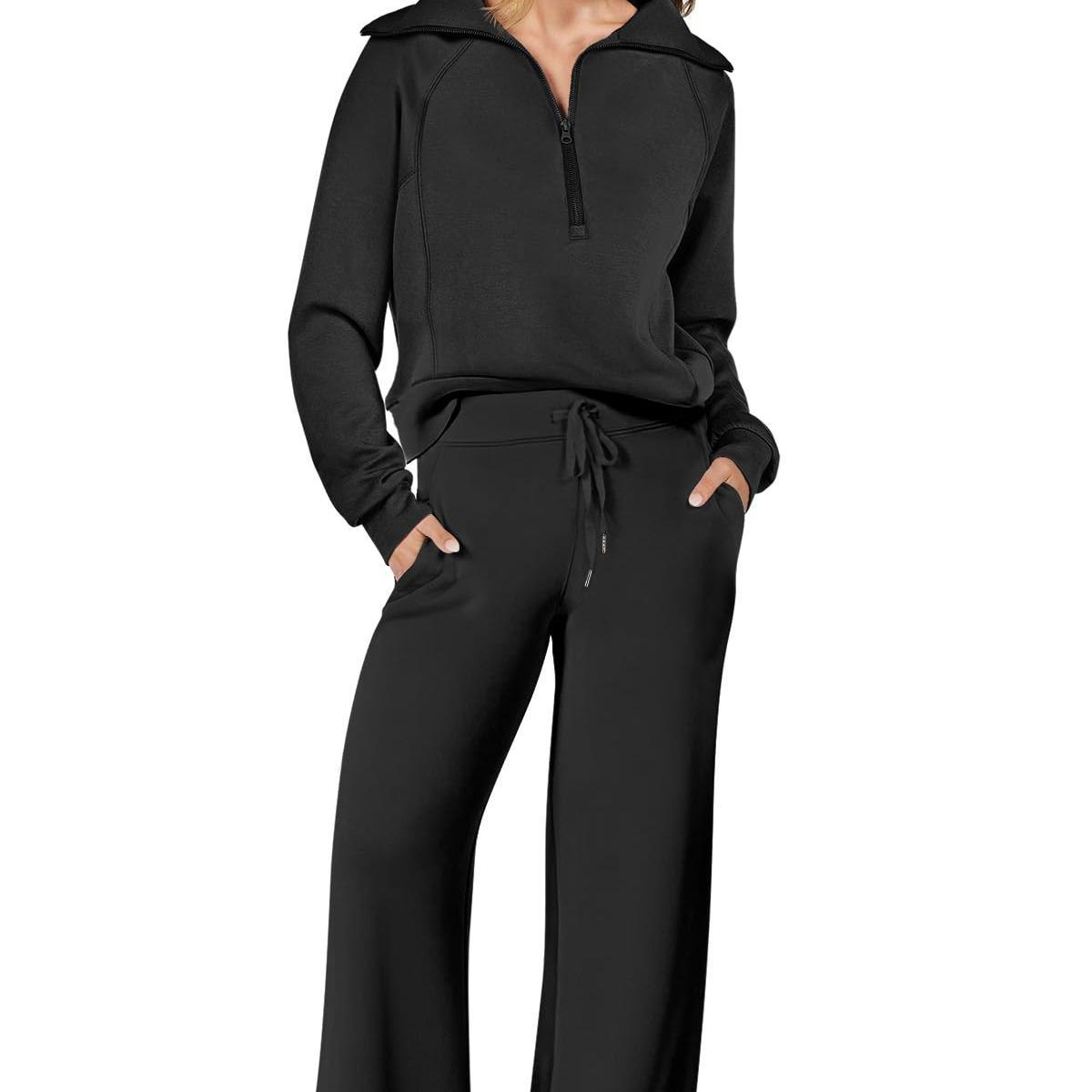 Women's Zip-Up Hooded Sweatshirt Set -Casual Daily Wear, Raglan Sleeves & Thumb Holes, PerfectFall Long Sleeve Hoodie