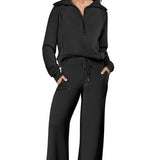 Women's Zip-Up Hooded Sweatshirt Set -Casual Daily Wear, Raglan Sleeves & Thumb Holes, PerfectFall Long Sleeve Hoodie