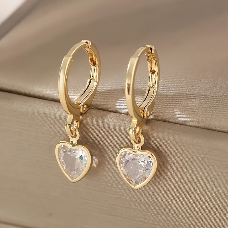Elegant Colorful Heart-shaped Zircon Earrings Earrings All-match Earrings Women