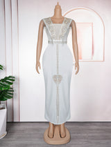 Fashion V-neck Dress African Plus Size Hip Bag