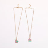 Women Macaron Multi-color Oil Drop Heart Pendant Girl Cute Cake Shape Necklace