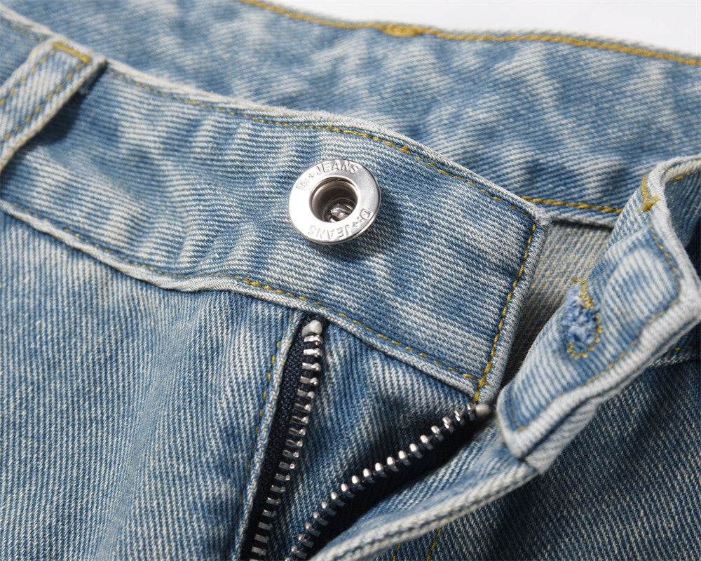Fashionable White Straight Jeans For Men
