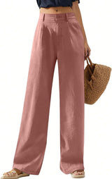 Women's Elastic Waist Wide Leg Casual Trousers