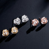 Rose Micro Zircon Inlaid Ear Studs