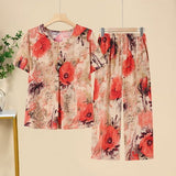 Middle-aged And Elderly Ice Silk Short Sleeve Suit