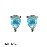 Brass Gold-plated Drop-shaped Zircon Pear-shaped Candy-colored Earrings