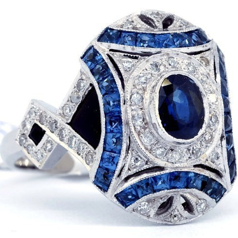 European And American Fashion Luxury Sapphire Zircon Ring For Women