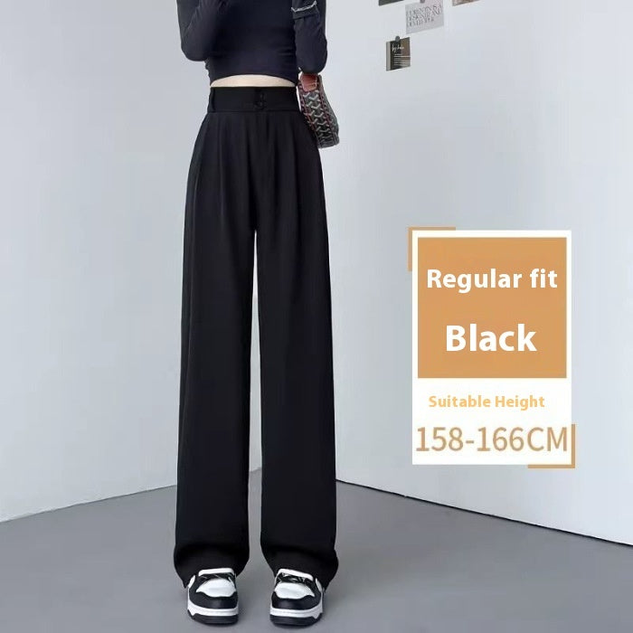 High Waist Slimming Draping Effect Straight Casual Loose Wide Leg Pants