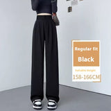 High Waist Slimming Draping Effect Straight Casual Loose Wide Leg Pants