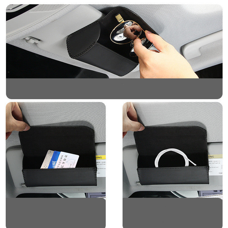 Car Hand-sewn Glasses Case Sun Visor Storage Box