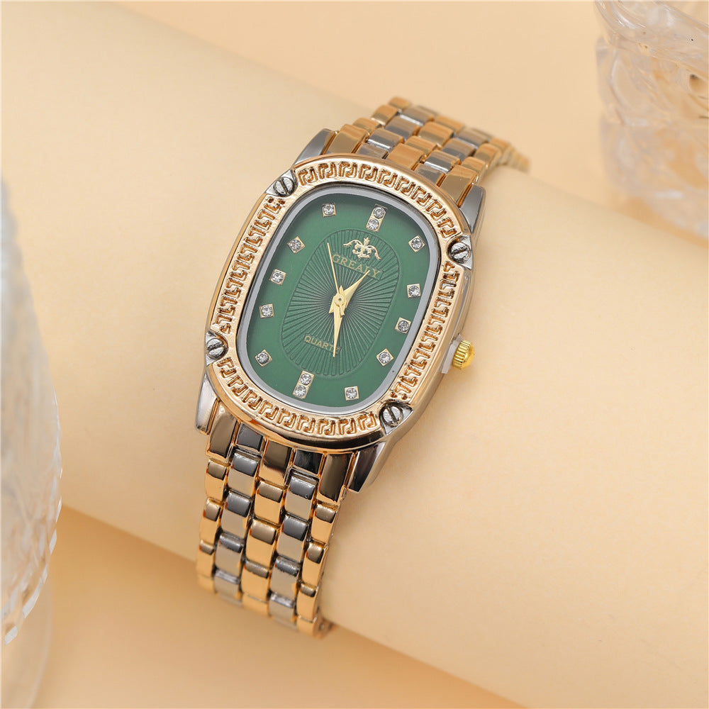 Rhinestone Luxury Multi-color Oval Dial Watch