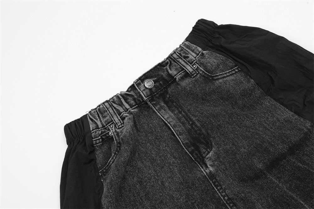 Fashion Stitching Denim Casual Trousers Men