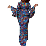 African Ethnic Women's Cerecloth Long Dress Suit