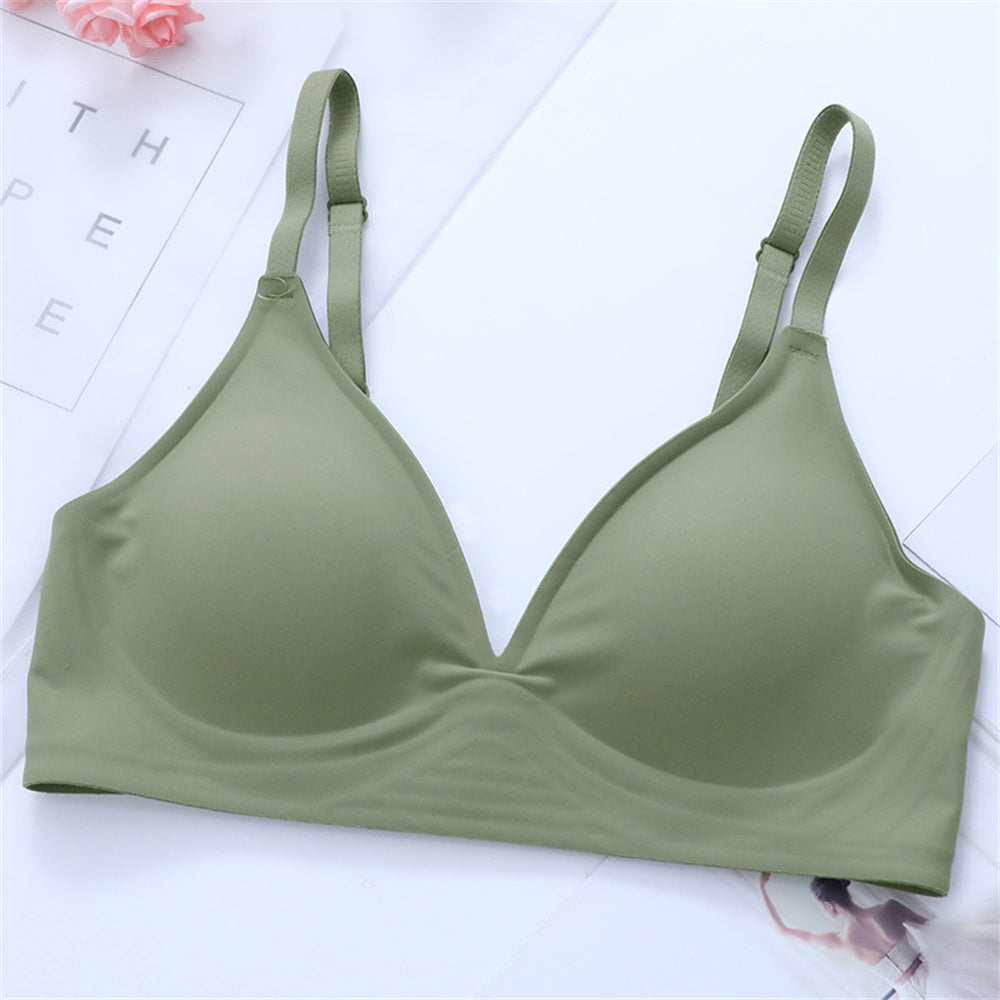 Korean Naked Extended Bra Set Ladies' Traceless Rim-free Underwear Thickened Small Breasts Gathering
