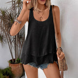 Vest Bandeau Sling Sleeveless Double-layer Wooden Ear T-shirt Top