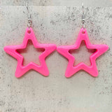 European And American Bright Hollow Color Five-pointed Star Acrylic Earrings