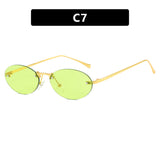 Fashion Personality Metal Frameless Oval Rivet Sun Glasses