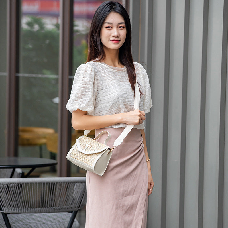 Simple Woven Sequin Decorative Crossbody Small Square Bag
