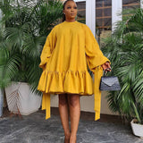 Women's Loose Solid Color Puff Sleeve Dress