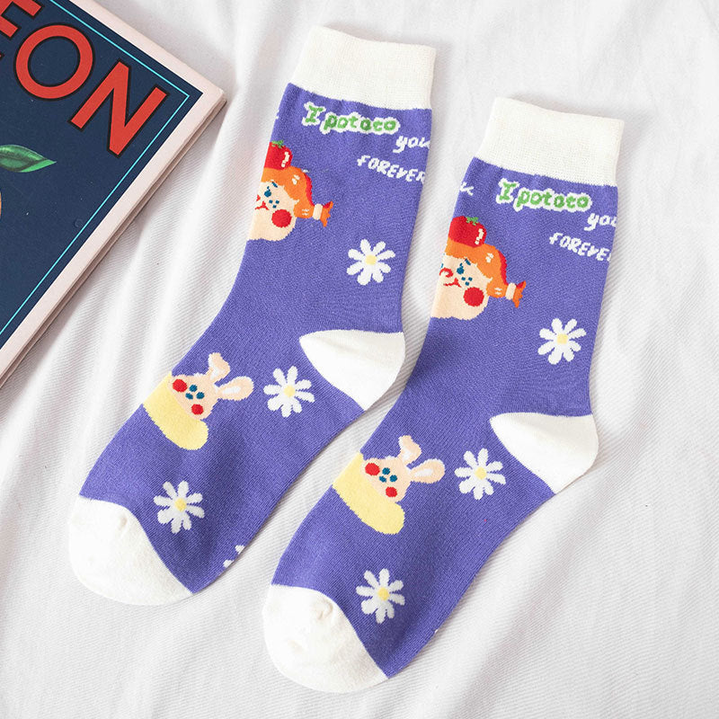 Socks Female Tube Socks Cartoon Cute