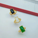Brass Gold-plated Long Gem Electroplated Live Ring