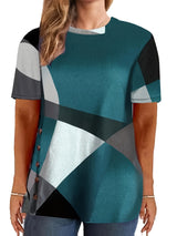 Only Self-pickup Is Supported Self-pick-up Plus Size Women's Casual T-shirts Color Block Short Sleeve Round Neck Slightly Elastic T-shirt
