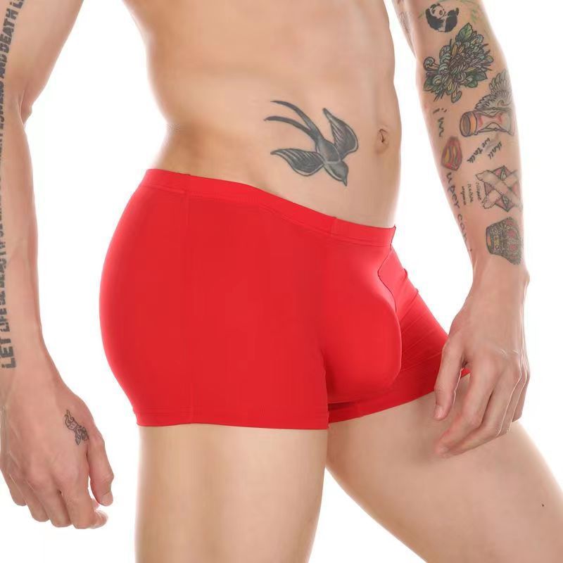 Men's Boxer Ice Silk Underwear Cup Combination U Convex Sexy