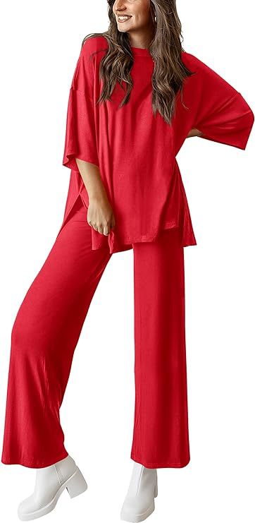 Casual Short-sleeved Pullover Top Wide-leg Pants Casual Suit