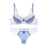 Simple Lace Bow Ladies Bra Set