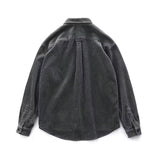 Vintage Corduroy Shirt Men Loose Cargo Shirt Coat