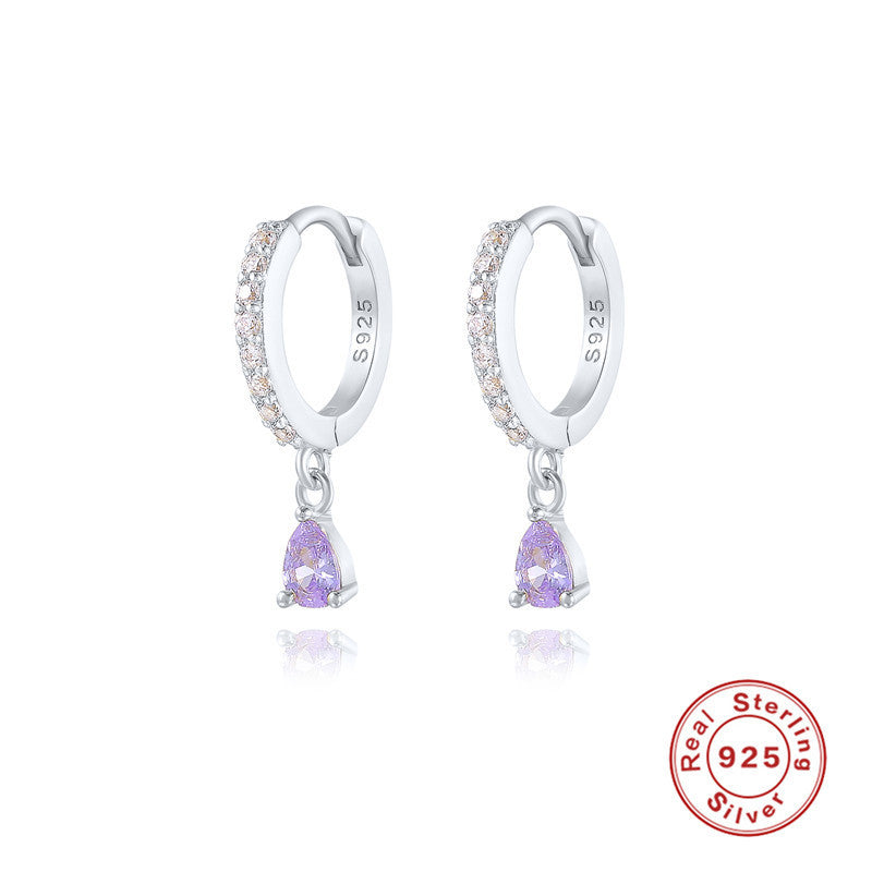 S925 Sterling Silver Diamond Water Drop Eardrop Earring