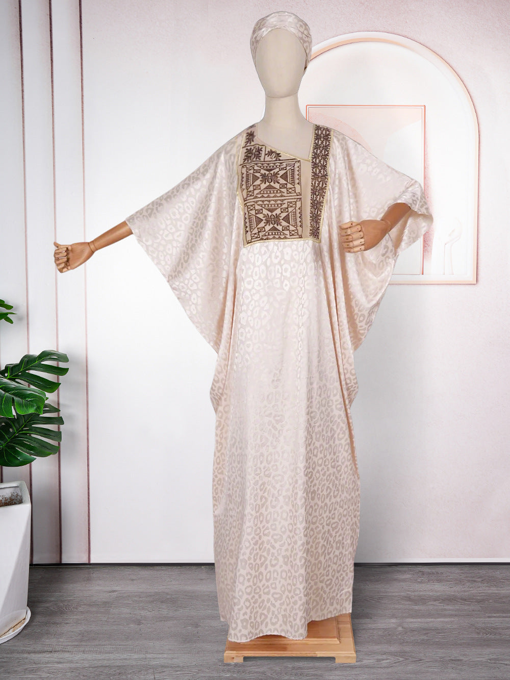 African Ethnic Style Plus Size Dress V-neck