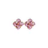 Gold Plated Silver Needle Purple Oil-spot Glaze Flowers Stud Earrings