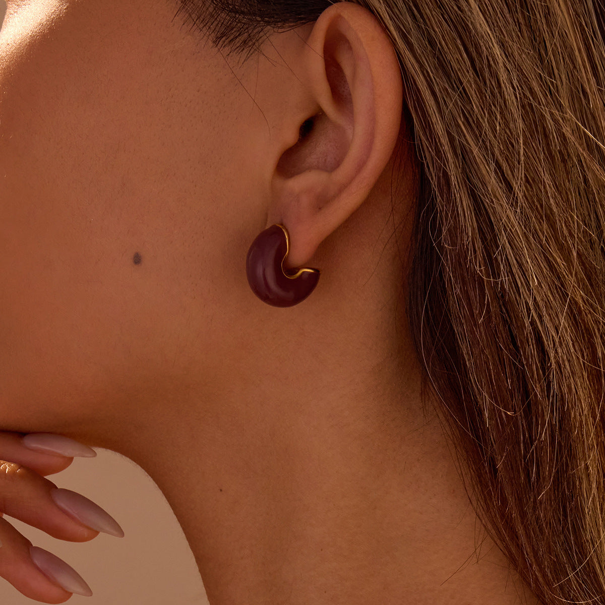 European, American And French Style Maillard Titanium Steel Earrings Minimalist Commuter