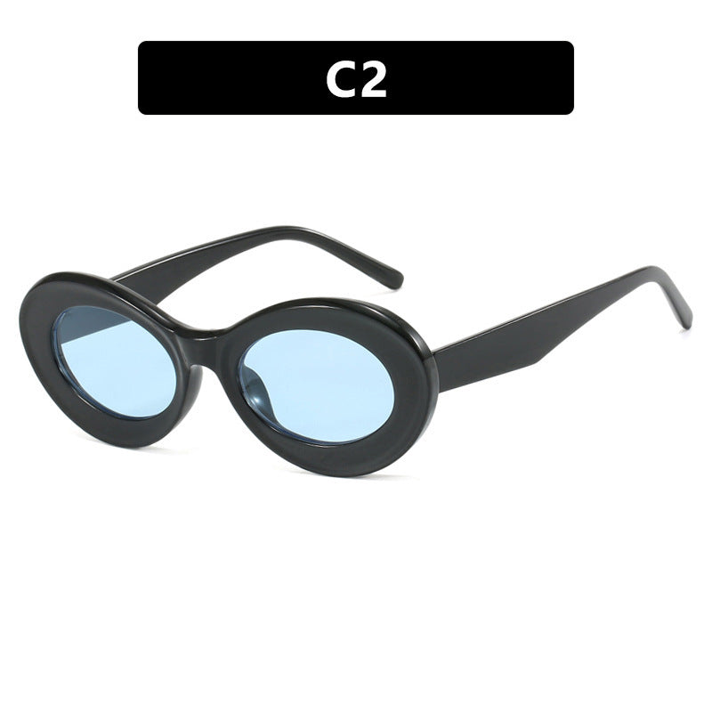 European And American Retro Oval Small Frame Sun Glasses