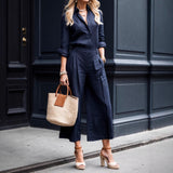 Women's Fashion Minimalist Long Sleeve Top Loose Wide Leg Pants Suit