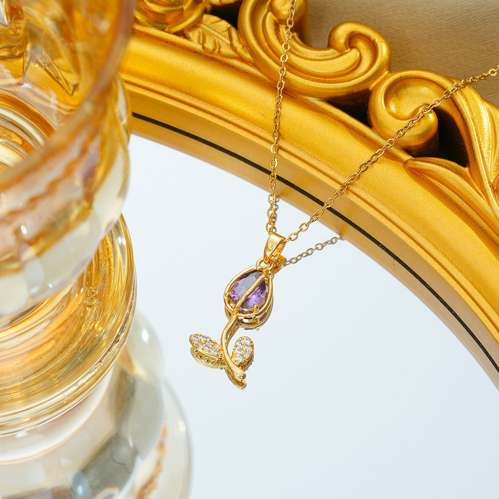 Zircon Tulip Non-fading Necklace For Women