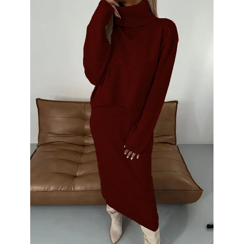 Lazy Style Knitwear Elegant Skirt Two-piece Set