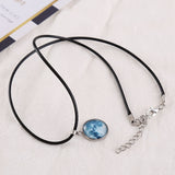 Time Stone Christmas Moon Night Sky Luminous Alloy Pendant Necklace