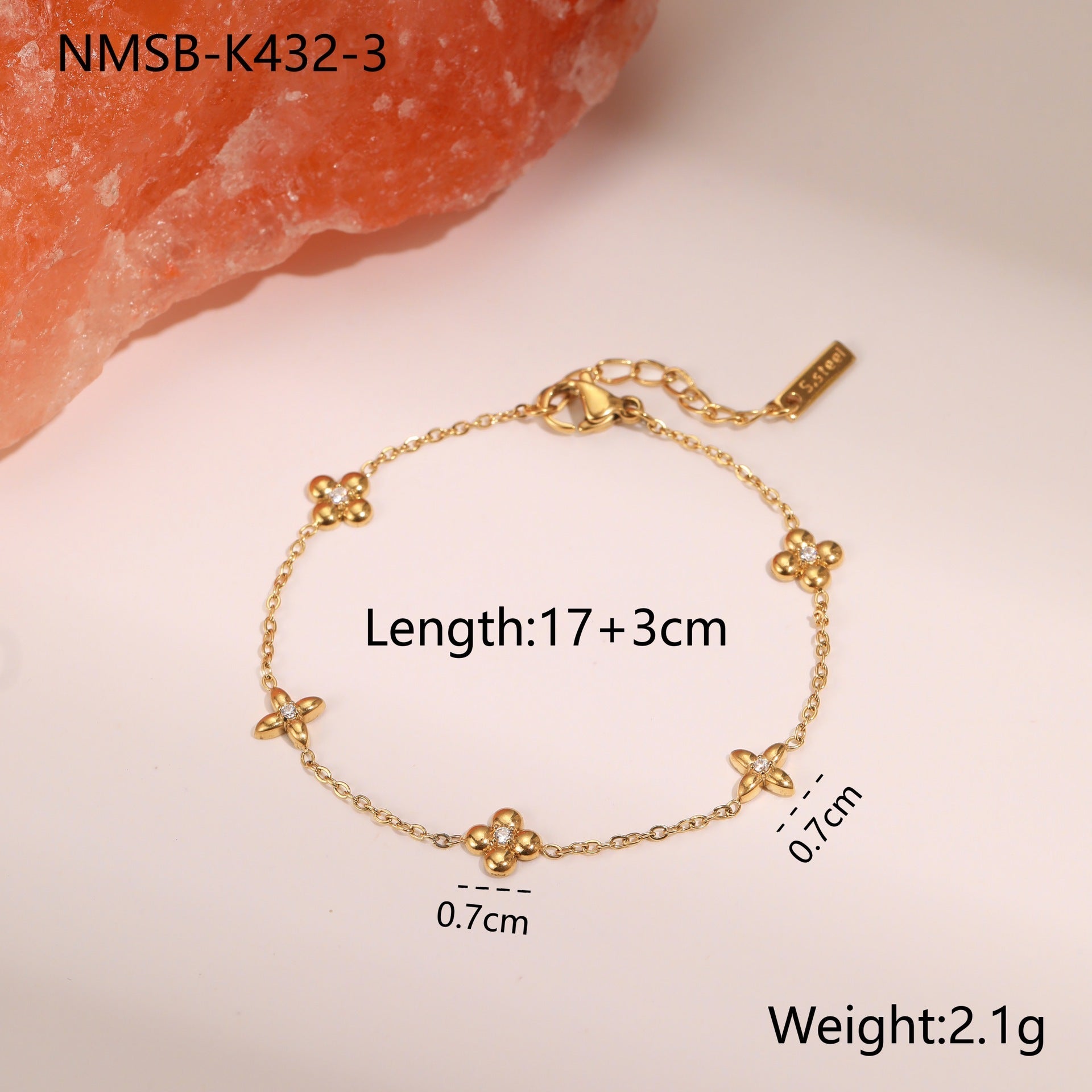 Ins Titanium Steel Bracelet 18K Gold Plating Zircon Star Pendant Exquisite