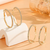 1 Pair European And American Zircon Inlaid Princess Style Large Earrings For Women, Worn At Daily Parties, Wedding Jewelry, Birthday Gifts