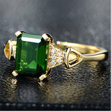 Gold Plated Emerald Square Diamond Ring